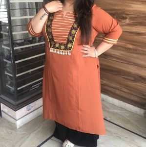 Finest rayon kurti with beautiful neck detailing size bust 42 to 60